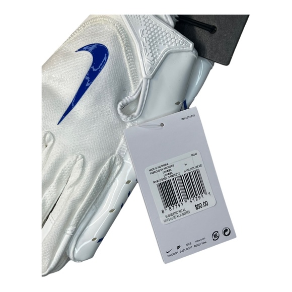 Nike Vapor Jet 7.0 Football Gloves White Royal Blue Size M - Picture 5 of 5